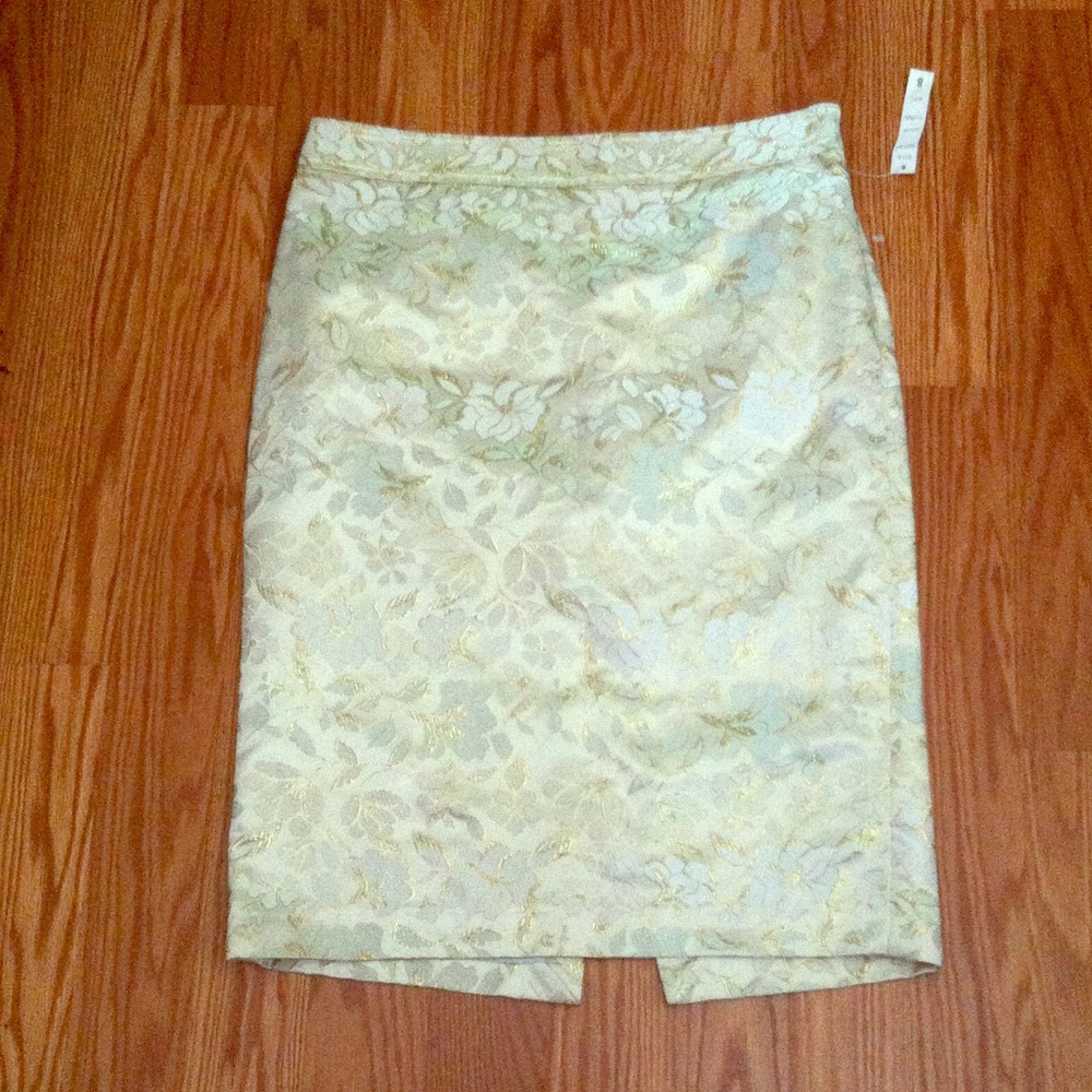 Floral jacquard pencil skirt - Cream